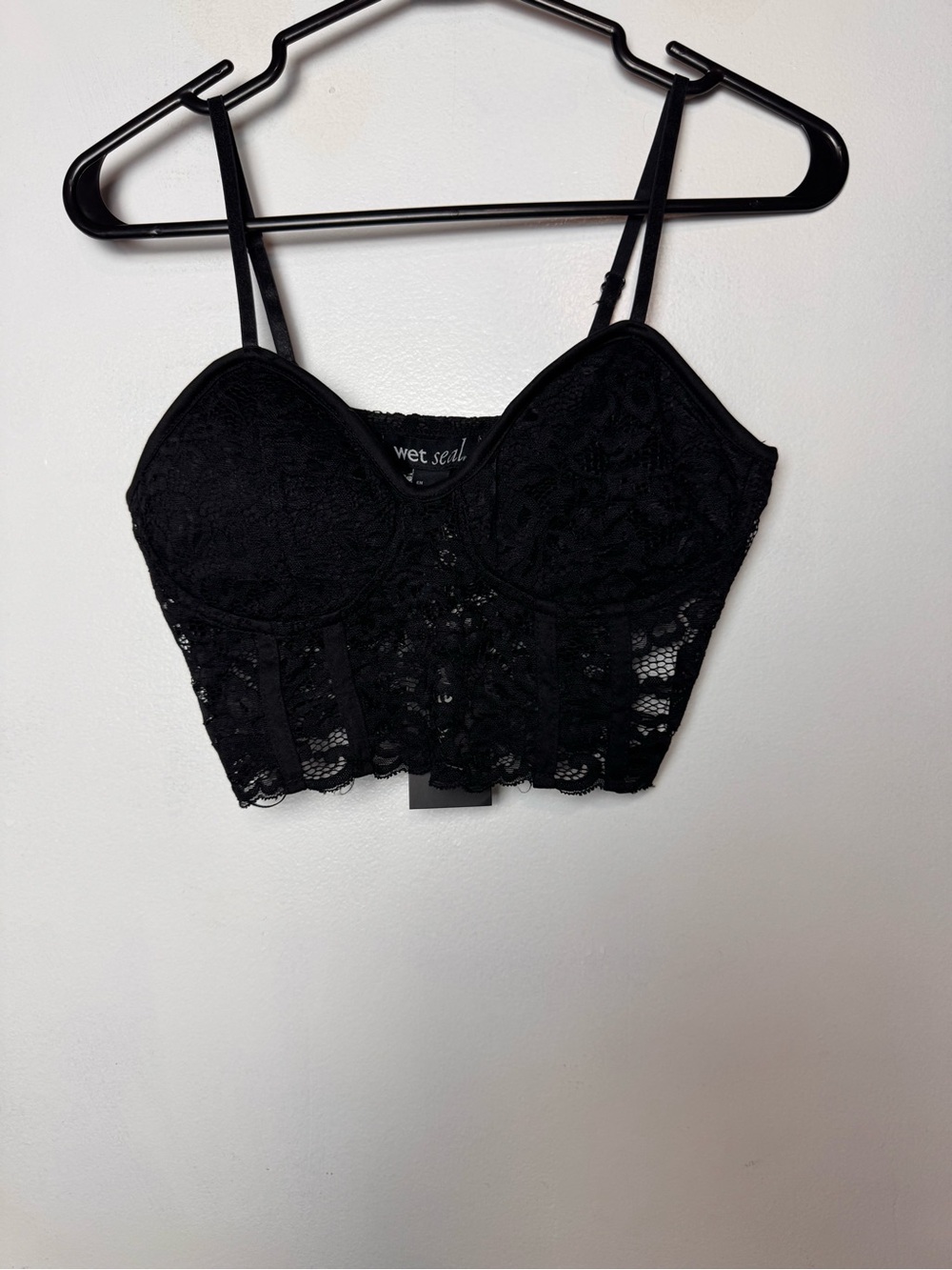 Brand new black lace crop top Size-Large